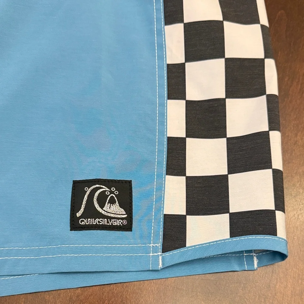 Men’s Quiksilver Light Blue Checkered Board Shorts